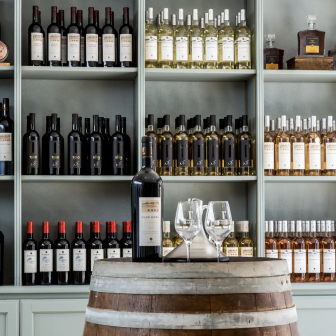 Selection of local wines and olive oils at a Provence winery