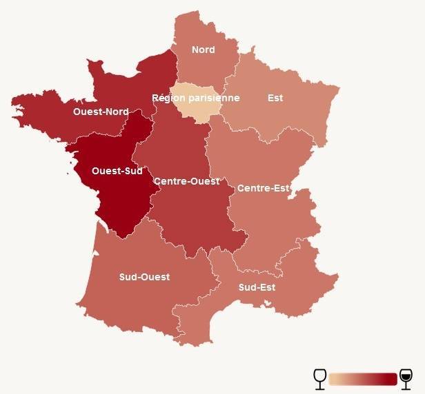 Carte des vins de France : carte région viticole - Vin Oenologie