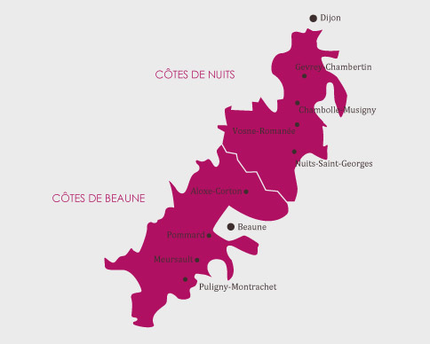 Carte route des vins Bourgogne