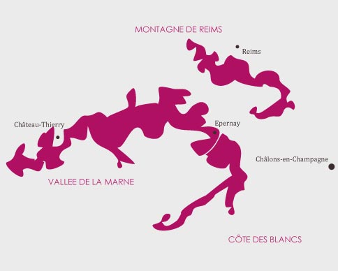 Carte route des vins vigne de Champagne